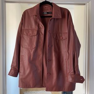 Zara leather shirt jacket